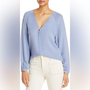 Joie Shariana Long Sleeve Silk Top Blue Size Small